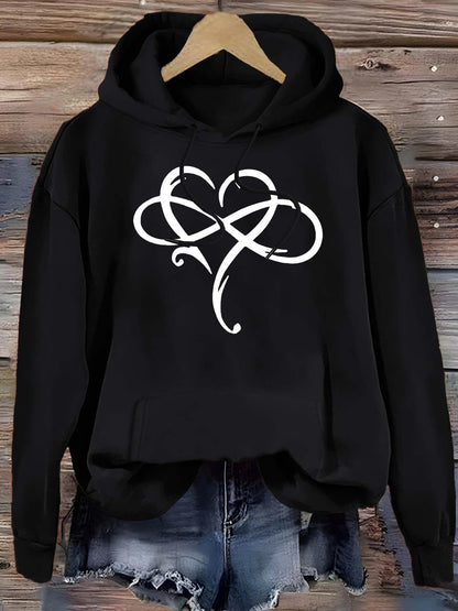 Women's Graphic Hoodie Abstract Swirling White Lines Forming A Heart Shape Hoodie