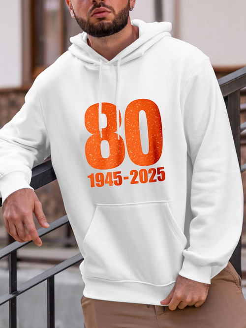 Men's Graphic Hoodie Bold Orange Numbers Anniversary Years Hoodie