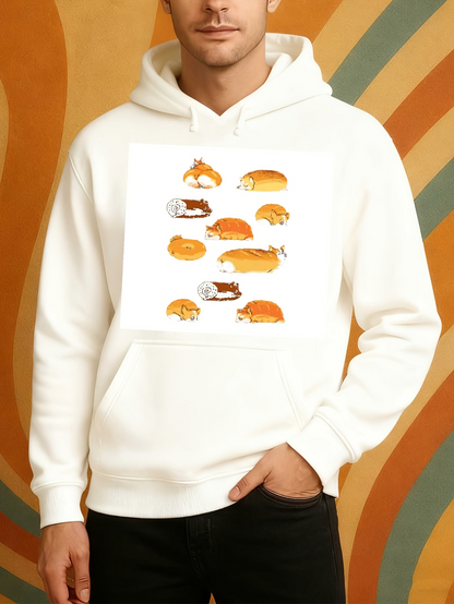 Men's Graphic Hoodie Cute Cartoon Style Pattern With Relaxed Sleeping Guinea Pig