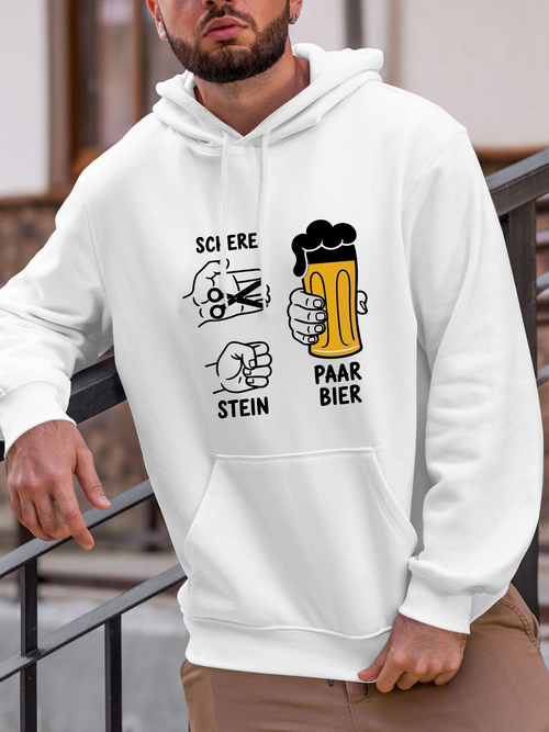 Men's Graphic Hoodie Cartoon Hand Gestures With Golden Foaming Beer Mug
