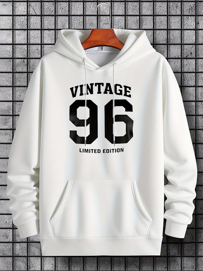 Men's Graphic Hoodie Vintage Ninety Six With Bold Block Lettering Hoodie