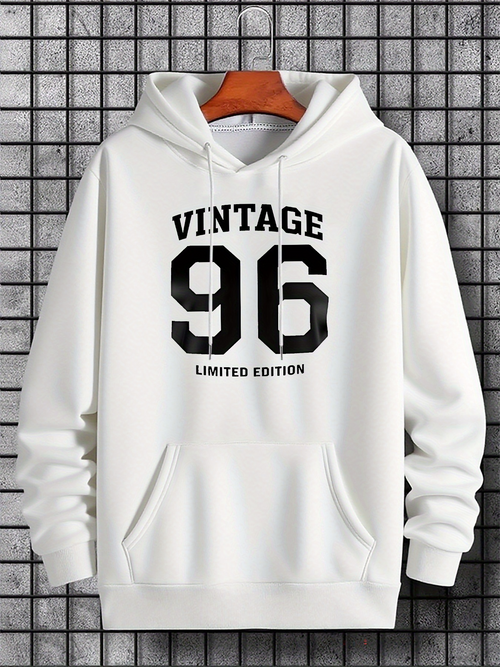 Men's Graphic Hoodie Vintage Ninety Six With Bold Block Lettering Hoodie