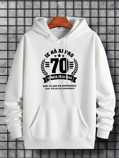 Men's Graphic Hoodie Classic Laurel Wreath Design With Bold Number And Festive Banner Hoodie
