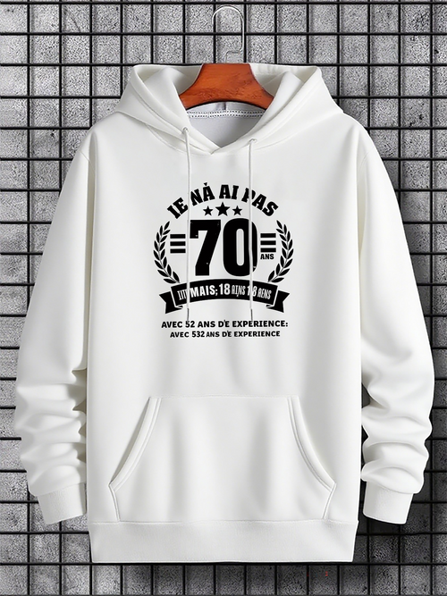 Men's Graphic Hoodie Classic Laurel Wreath Design With Bold Number And Festive Banner Hoodie