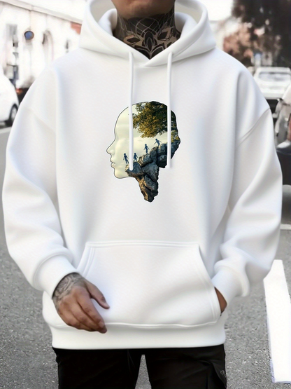 Men's Graphic Hoodie Dreamy Landscape With Sunlight Reflecting Through Silhouette Face