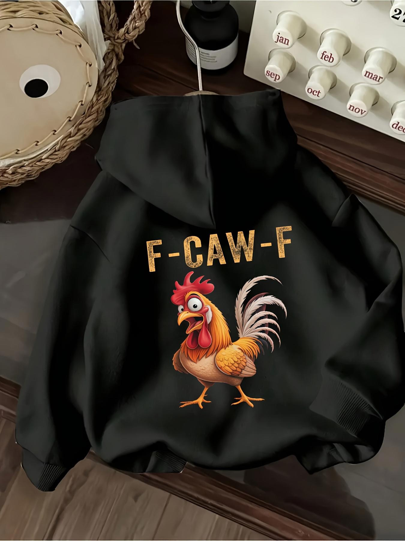 Women's Graphic Hoodie FCawF Bold Yellow Rooster With Expressive Features On Hoodie