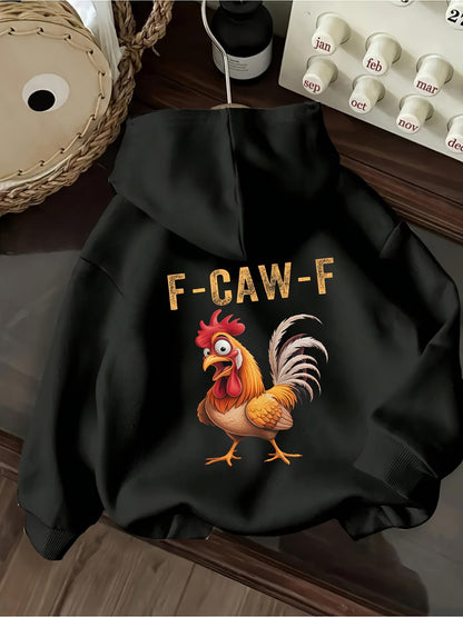 Women's Graphic Hoodie FCawF Bold Yellow Rooster With Expressive Features On Hoodie