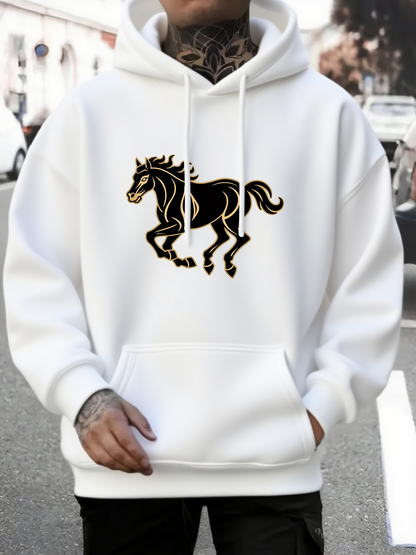 Men's Graphic Hoodie Midnight Energy Flowing Strength With Graceful Running Horse