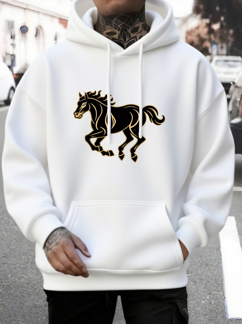 Men's Graphic Hoodie Midnight Energy Flowing Strength With Graceful Running Horse