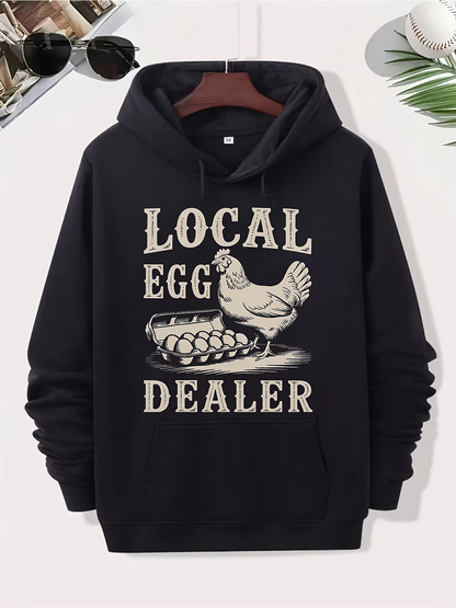 Men's Graphic Hoodie Local Egg Dealer With Hen Sitting On Basket Of Fresh Eggs