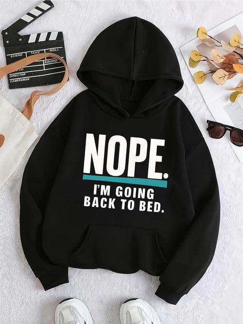 Women's Graphic Hoodie Nope With Bold Typography And Fun Statement Hoodie