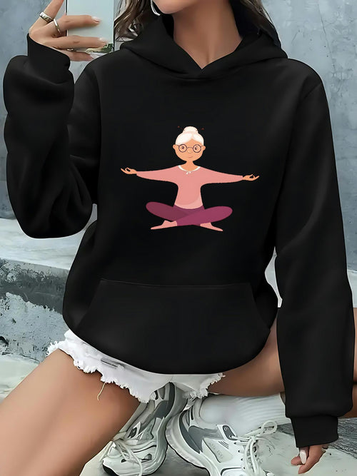 Women's Graphic Hoodie Tranquil Spirit Meditating Calmly On Peaceful Yoga Mat Figure