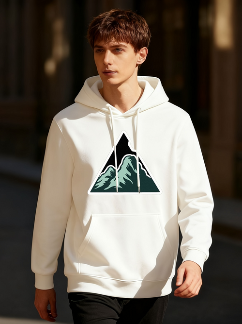 Men's Graphic Hoodie Modern Wilderness Mountain Range With Bold Black Triangle Mountain