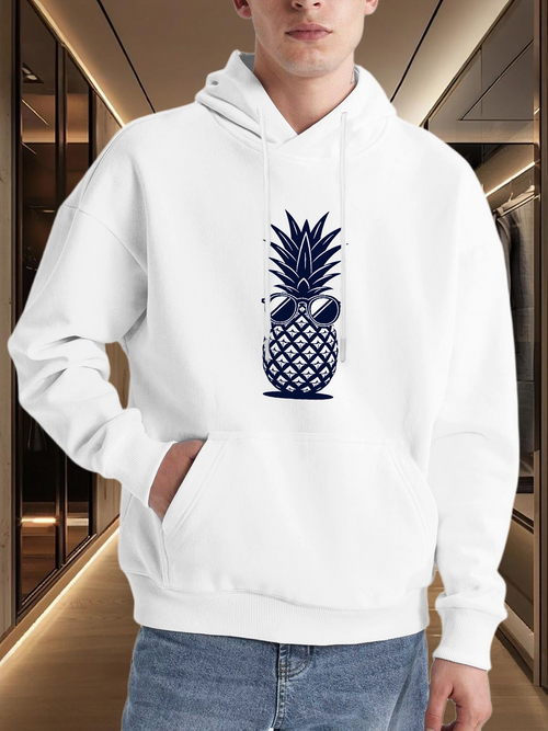 Men's Graphic Hoodie Chic Sunglasses On Vibrant Tropical Pineapple Icon Hoodie