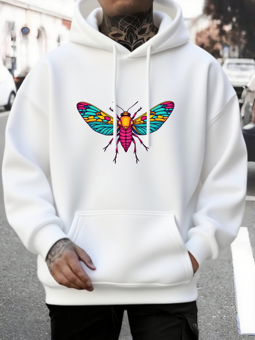 Men's Graphic Hoodie Vibrant Abstract Wings With Colorful Patterns Majestic Butterfly
