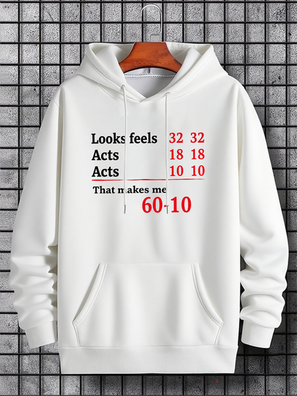 Men's Graphic Hoodie Looks Feels Makes Me With Minimalist Red Text Hoodie