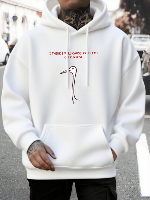 Men's Graphic Hoodie I Think I Is La Cause In Salem Minimalist Crane Illustration Hoodie