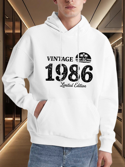 Men's Graphic Hoodie Vintage 1986 Classic Style Limited Edition Print Hoodie