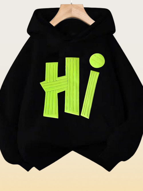 Women's Graphic Hoodie Bright Geometric Lettering With Playful Lettering On Cozy Hoodie
