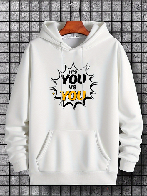 Men's Graphic Hoodie Its You Versus You With Comic Burst Design Hoodie