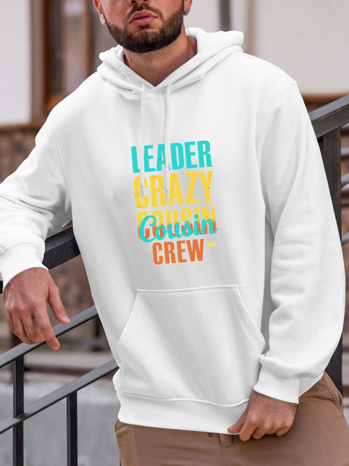 Men's Graphic Hoodie Leader Crazy Cousin Crew Colorful Bold Letters Hoodie