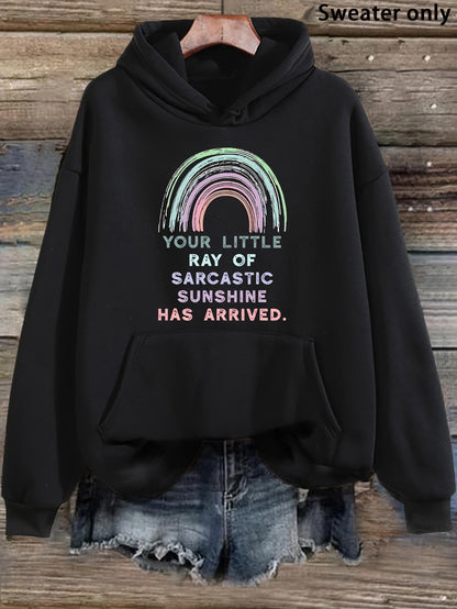 Women's Graphic Hoodie Your Little Ray Of Sarcastic Sunshine Under Pastel Rainbow Graphic Hoodie
