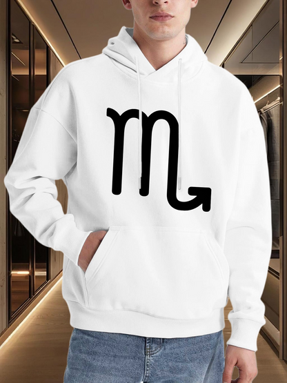 Men's Graphic Hoodie Minimalist Bold Black Scorpio Zodiac Symbol Hoodie
