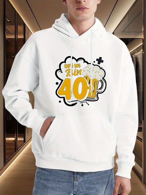 Men's Graphic Hoodie Time Flies When You Are 40 Celebrating Beer Mug