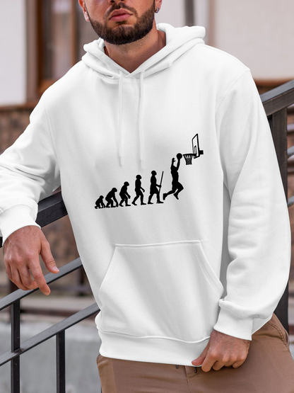Men's Graphic Hoodie Evolution Of Humanity Playing Basketball Under A Hoop Silhouette
