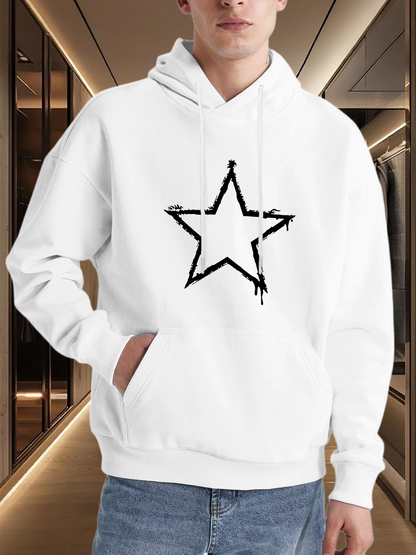 Men's Graphic Hoodie Graffiti Style Hand Drawn Five Pointed Star Hoodie