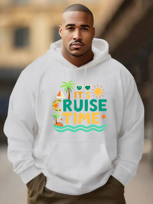 Men's Graphic Hoodie It Cruise Time With Palm Trees Sunglasses Summer Sea And Sunshine
