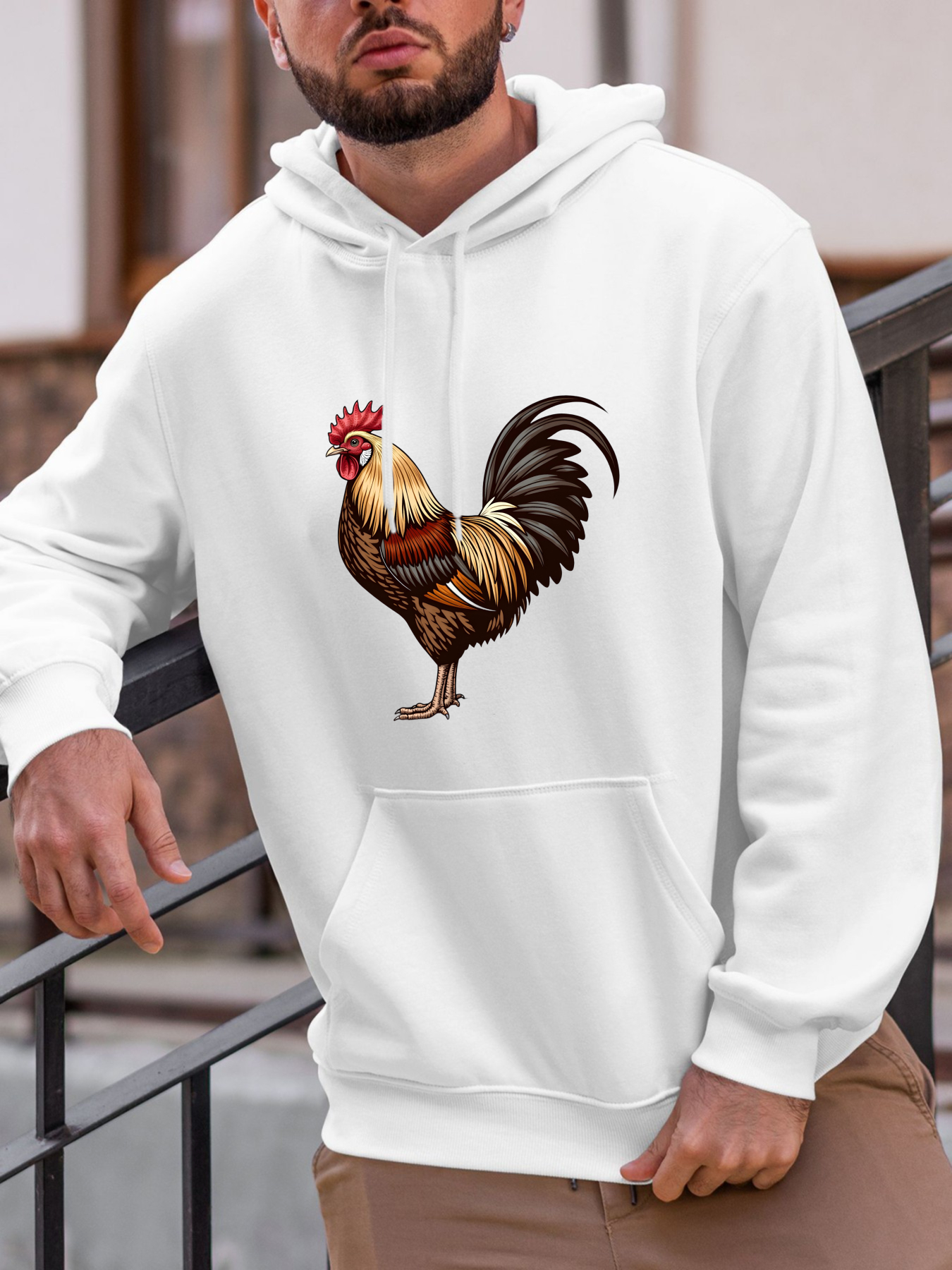 Men's Graphic Hoodie Golden Feathers And Natural Beauty Roaming Gracefully In The Morning Light Rooster