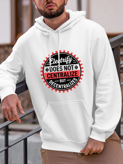 Men's Graphic Hoodie Electrify With Bold Red Accents Among Radiating Circular Lines Hoodie