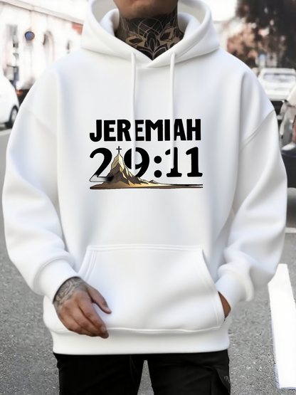 Men's Graphic Hoodie Jeremiah Twenty Eleven With Stylized Numbers And Golden Accents Scripture