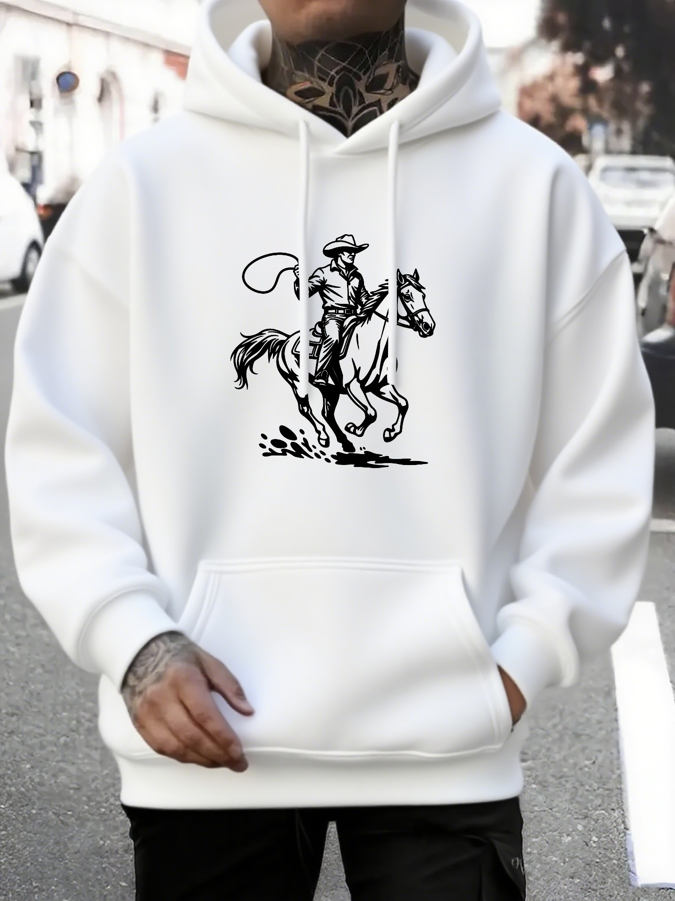 Men's Graphic Hoodie Galloping Through Open Fields On Majestic Horse Cowboy Rider