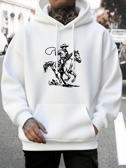 Men's Graphic Hoodie Galloping Through Open Fields On Majestic Horse Cowboy Rider