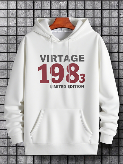 Men's Graphic Hoodie Virtage Limited Edition Red Number Accented Hoodie