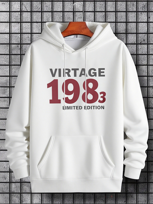 Men's Graphic Hoodie Virtage Limited Edition Red Number Accented Hoodie
