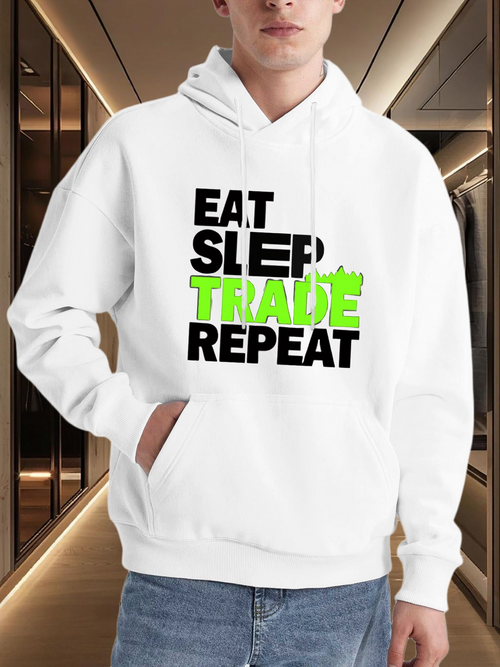 Men's Graphic Hoodie Eat Sleep Trade Repeat Bold Graphic Hoodie