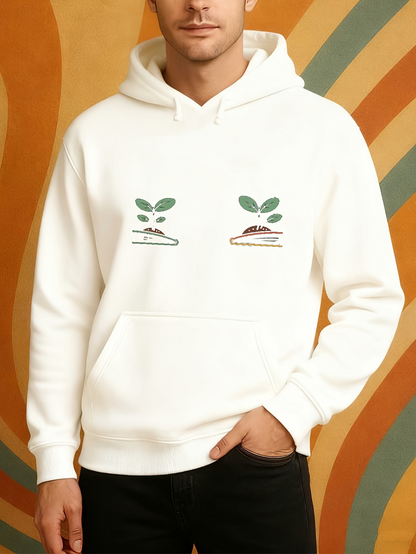 Men's Graphic Hoodie Sprouting Leaves Among Rising Sunshine Over Earthy Ground Seedlings
