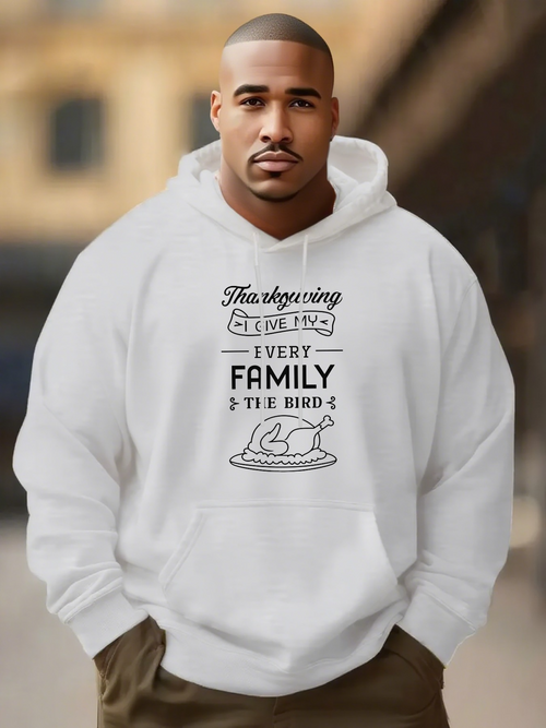 Men's Graphic Hoodie Thanksgiving With Oven Roasted Turkey Surrounded By Festive Family Gathering
