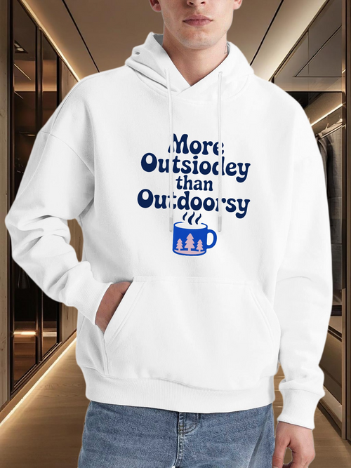 Men's Graphic Hoodie More Outsidely Than Outdoorsy Campfire Coffee Mug