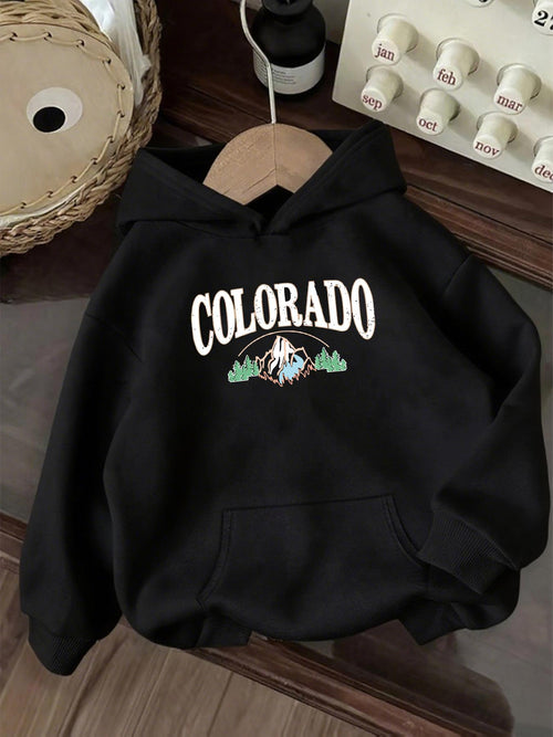 Women's Graphic Hoodie Colorado Snowy Mountains With Trees And Nature Landscape Under Clear Sky Hoodie