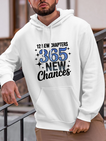 Men's Graphic Hoodie Twelve New Chapters With Blue Numbers And Sparkling Stars Hoodie