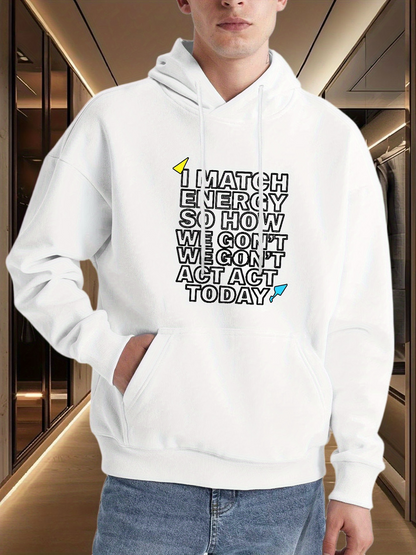 Men's Graphic Hoodie Match Energy Bold Letters With Playful Graphic Motifs Hoodie