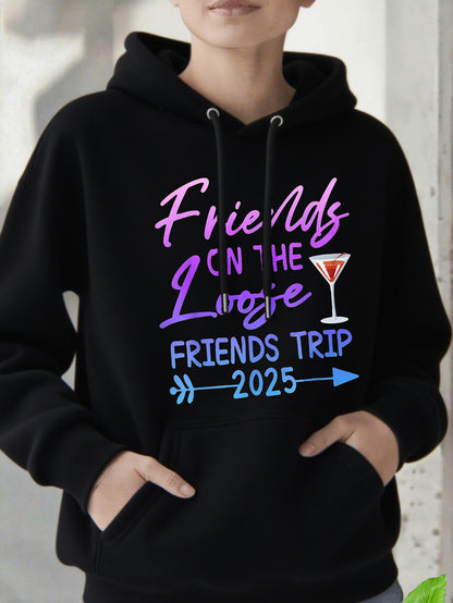 Women's Graphic Hoodie Friends On The Loose Fun Arrow Cocktail Friends Trip Sweatshirt