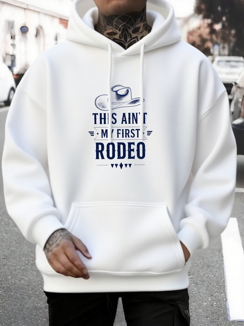 Men's Graphic Hoodie This Aint My First Rodeo With Simple Hat Graphic Design Rodeo