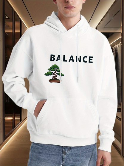 Men's Graphic Hoodie Balance Under Lush Green Leaves With Vibrant Bonsai Tree Artwork
