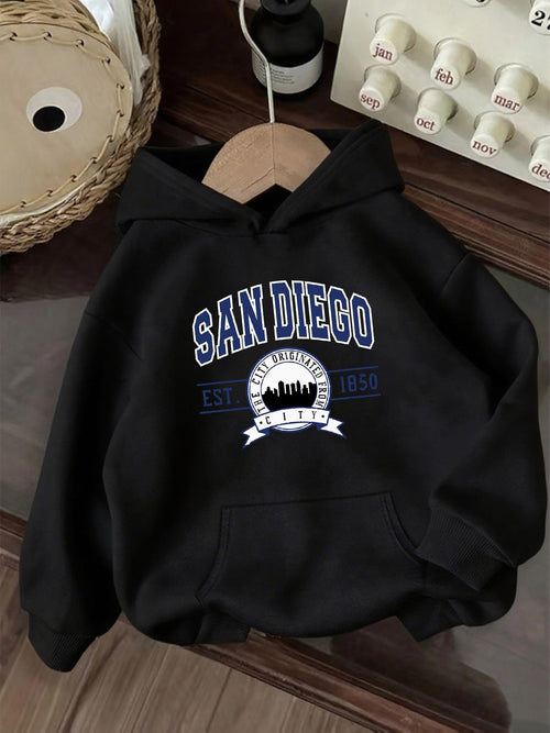 Women's Graphic Hoodie San Diego Bold Urban Skyline With City Text And Graphic