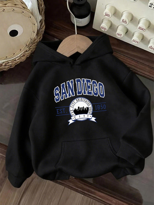 Women's Graphic Hoodie San Diego Bold Urban Skyline With City Text And Graphic